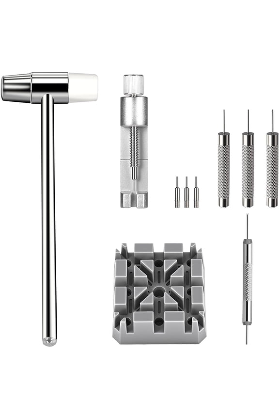 Watch Link Removal Kit,  Metal Watch Strap Link Removal, Sizing Kit with Pin Punches, Extra Pins, Hammer for Watch Band Strap Adjustment