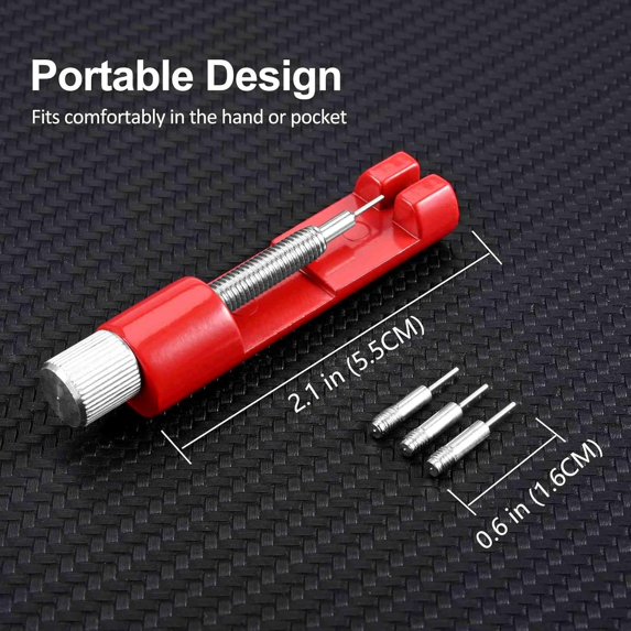 Watch Link Removal Kit, Straight Pin Remover, Strap Length Adjustment(Red)