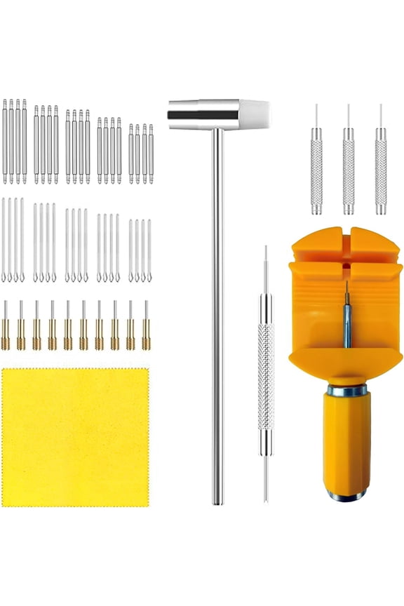 Watch Link Removal Kit, Watch Repair Kit Repair Tools & Kits, Watch Band Adjustment Strap Pin Kit, Watch Chain Sizing Bracelet Adjuster Resizing Tool with Pins, Spring Bar Tool, Hammer