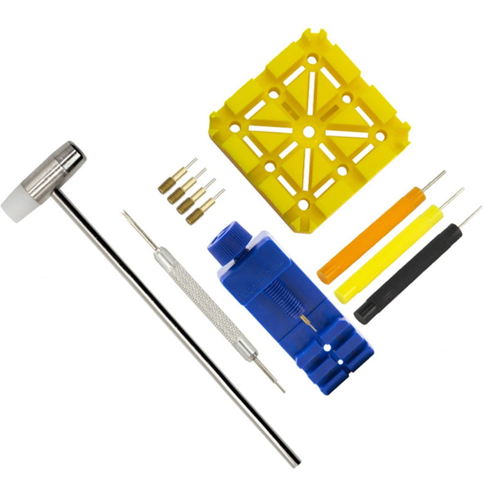 Watch Link Removal Tool Watch Band Tool Kit Repair Kit for Watch Bracelet Adjustment and Replacement and Resizing with Watch Link Remover Base Punches Hammer 11 Pcs Set Walmart