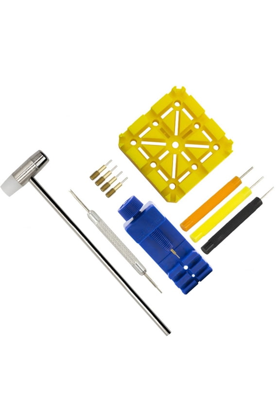 Watch Link Removal Tool, Watch Band Tool Kit, Repair Kit for Watch Bracelet Adjustment and Replacement and Resizing, with Watch Link Remover, Base, Punches, Hammer (11 Pcs Set)