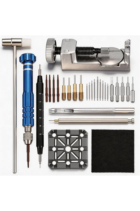 Watch Link Removal kit - Adjustment Tool Kit,Watch Band Tool with Spring Bars,5-in-1 Precision ,Holder,Hammer,Spring Bar Tool with Scale for Watch Resizing