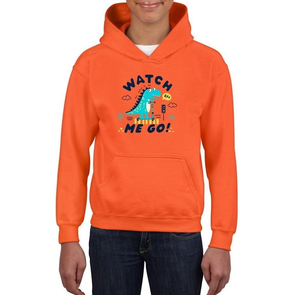 Watch Me Go Dino W Scooter Hoodie Juniors -Image by Shutterstock, Medium