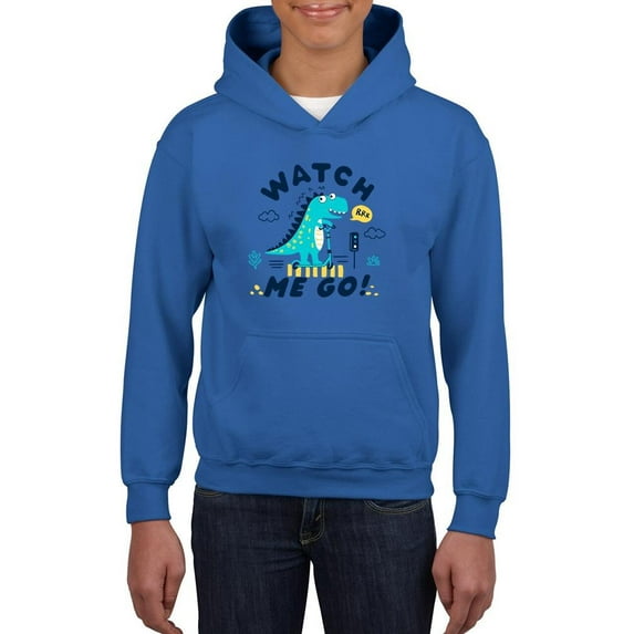 Watch Me Go Dino W Scooter Hoodie Juniors -Image by Shutterstock, Small