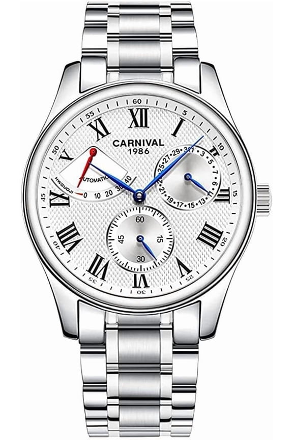 Watch Mens Calendar with Power Reserve Display Automatic Watch Gold Silver Stainless Steel