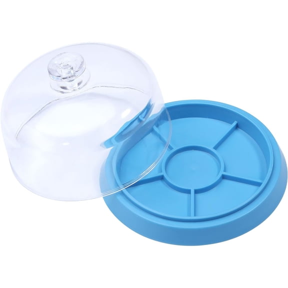 Watch Movement Dust Cover Watch Parts Storage Box Blue Watch Movement Tray with 6 Compartment Watch Parts Dust Cover Storage Tray DIY