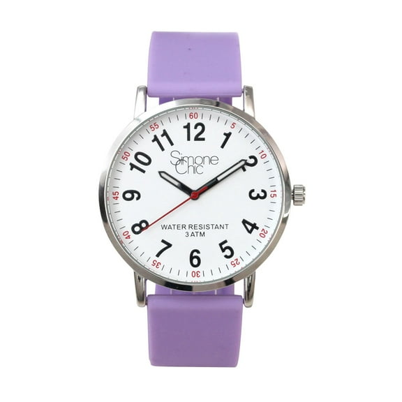Watch for Nurse, Medical Professionals and Students  With Second Hand, Easy Read Dial - Hour & Second Arabic Time Indicator, and Silicone Band with Various Colour choice, Nurse Watch- Purple