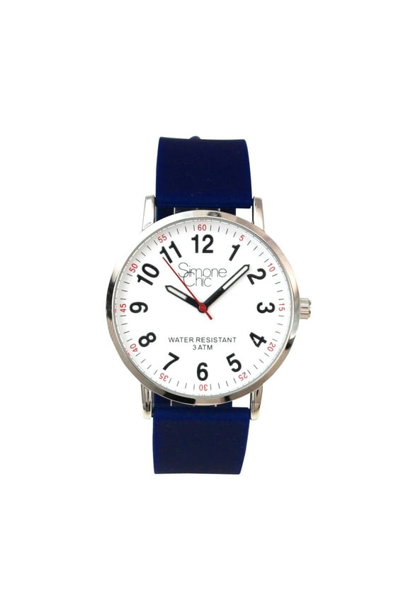 Watch for Nurse, Medical Professionals and Students  With Second Hand, Easy Read Dial - Hour & Second Arabic Time Indicator, and Silicone Band with Various Colour choice, Nurse Watch- Navy