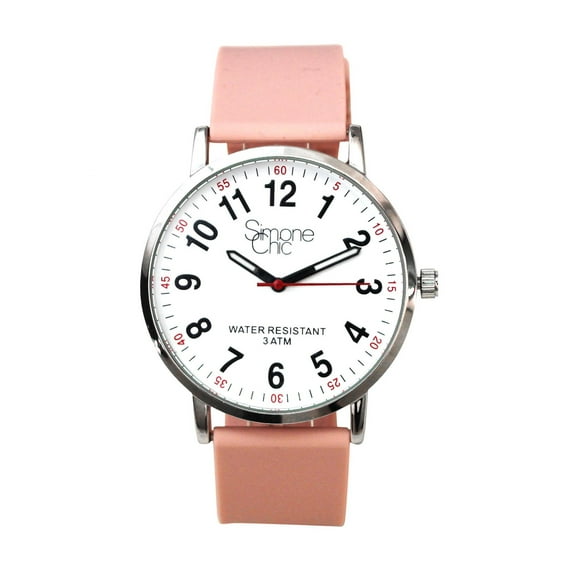 Watch for Nurse, Medical Professionals and Students  With Second Hand, Easy Read Dial - Hour & Second Arabic Time Indicator, and Silicone Band with Various Colour choice, Nurse Watch- Blush