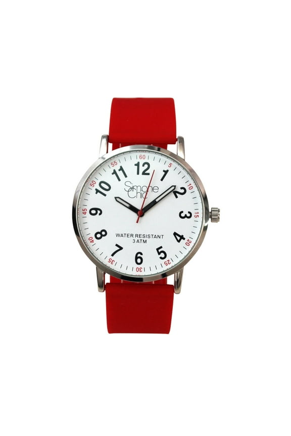 Watch for Nurse, Medical Professionals and Students  With Second Hand, Easy Read Dial - Hour & Second Arabic Time Indicator, and Silicone Band with Various Colour choice, Nurse Watch- Red