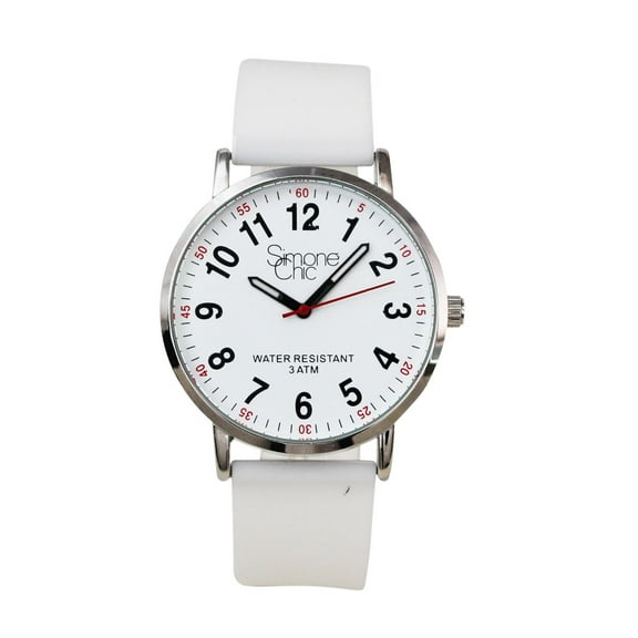 Watch for Nurse, Medical Professionals and Students – With Second Hand, Easy Read Dial - Hour & Second Arabic Time Indicator, and Silicone Band with Various Colour choice, Nurse Watch- White