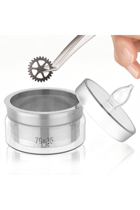 Watch Oil Washing Jar 2.76x1.18 in Watch Repair Cleaner Tool with Lid, Stainless Steel Mesh and Glass Cleaning Container for Maintenance Modification