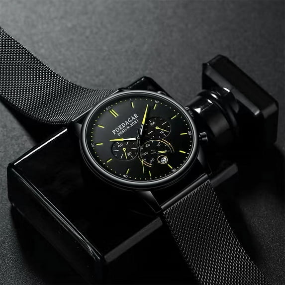 Watch POEDAGAR New Fashion Men Watch Waterproof Luminous Date Sports Watches Luxury Quartz Man Wristwatch Luxuri Male Clock +Box