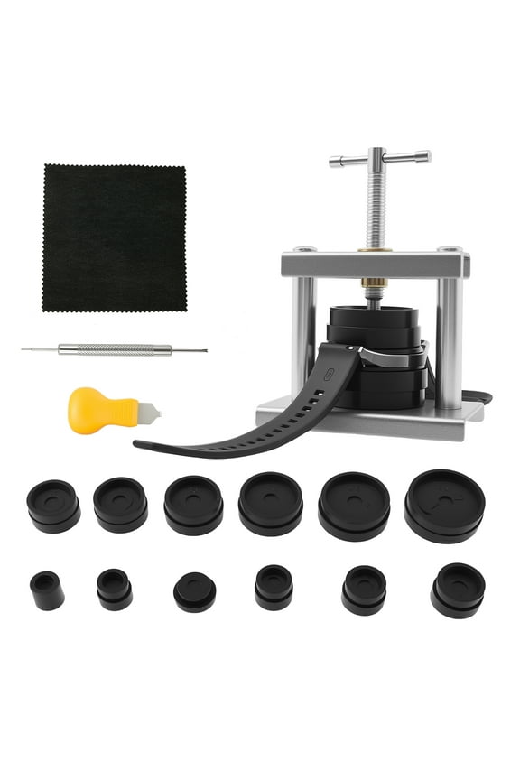 Watch Press Tool Set Metal Professional Watch Back Case Closer Repair Kits with 12 Molds for Quartz Mechanical Dial