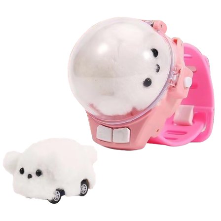 Watch Remote Control Animal Car USB Rechargeable Toy With Adjustable Strap And LED Light Wrist Toy For Toddlers Kids Boys Girls White