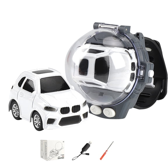 Watch Remote Control Car Toy, 2.4 GHz Mini RC Cars Watch Toy with LED Lights USB Charging Wrist Controlled Small Racing Car Interactive Game Toys for Kids Boy Girl Birthday Christmas,White