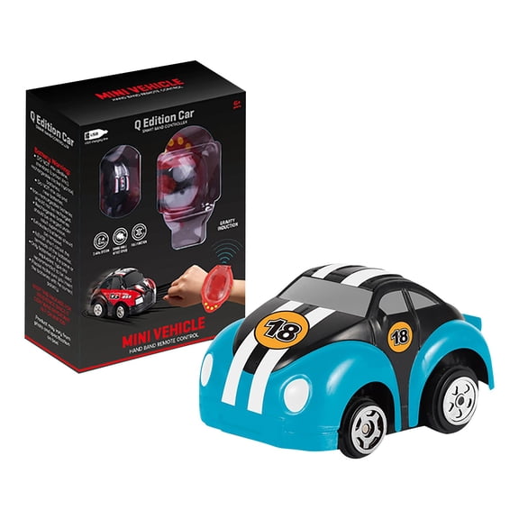 Watch Remote Control Car with Portable Racing Vehicle and Wristband Controller, Mini Electronic Toy Car, Interactive Racing Game, Blue