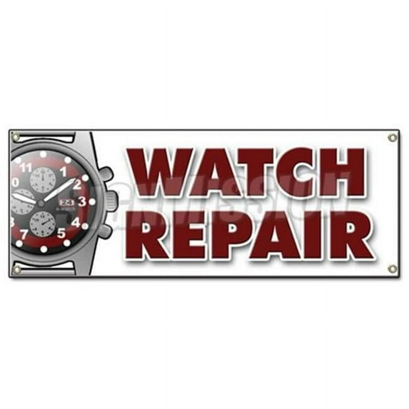Watch Repair Banner Sign - Batteries Batterys Jewelry Gems Bands Appraisals Sales