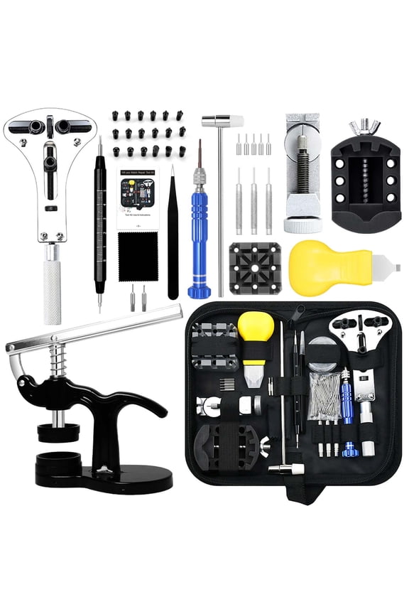 Watch Repair Kit, Professional Watch Battery Replacement Kit, Watch Repair Tools with Carrying Case, Watch Link Removal Tool Kit, Watch Case Opener, Watch Press Set