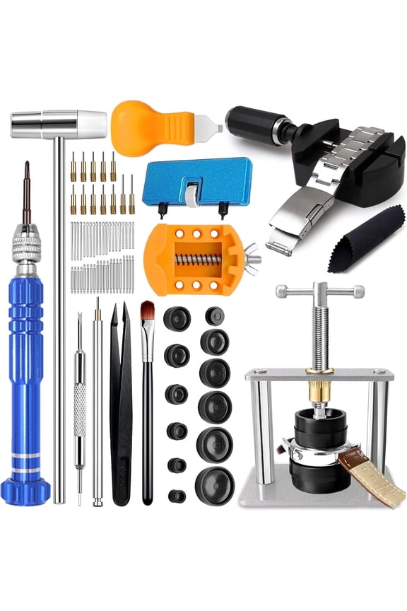 76Pack Watch Repair Kit,Watch Press Tool Set, Watch Battery Replacement Tool Kit, Watch Link Removal Kit, Watch Case Opener, Watch Band Replacement Tool, Watch Repair Screwdriver, Tweezers