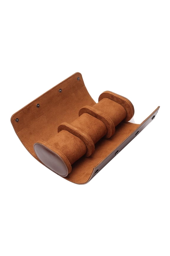 Watch Roll Leather Watch Travel Storage Case - 3 Watch Storage and Organizer - Secure Storage Solid Dividers - Flat Base Prevents Rolling