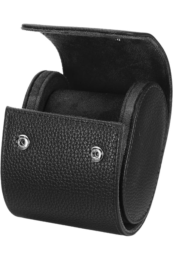 Watch Roll Travel Case Single Slot Portable Leather Cases for Men and Women, Watches Storage Organizer with Removable Pillows Traveling, Home Storage, Textured Black 12.2" x 3.15"