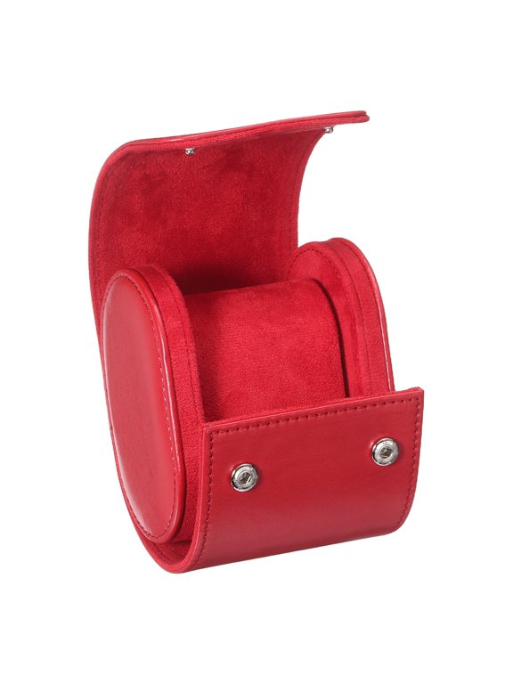Watch Roll Travel Leather Case, Portable Single Watch Roll Box Red