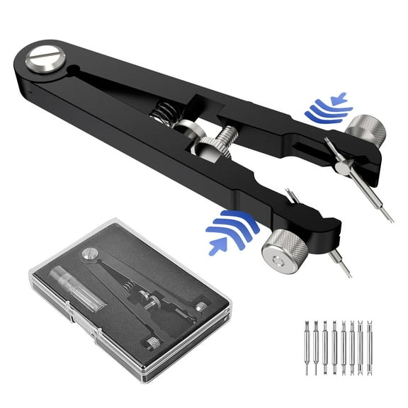 Watch Spring Bar Plier Tool Kit, 6825 Spring Bar Tweezer Tool with Durable 8 Alloy Steel Pins for Watch Wrist Bands Strap Removal Repair Set (Blue)