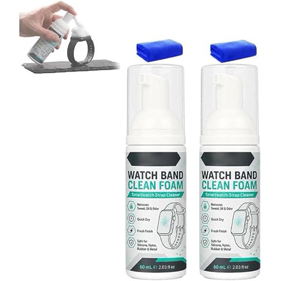 Watch Strap Cleaner Foam - Gentle Active Foam for Smartwatch Bands, Removes Sweat & Oils, Safe for Silicone, Nylon, Metal & Rubber (2 Pack)           P