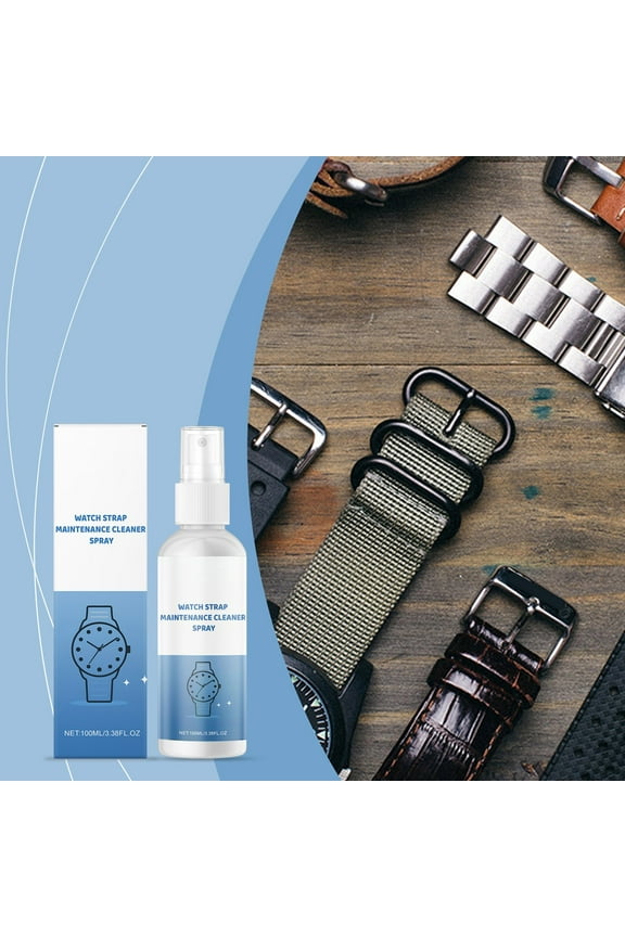 Watch Strap Cleaning Spray, 100ml Metal/Leather Band Cleaner, Stain & Dirt Remover, Gentle Formula, No Rinse, Protective Shine, for Watches, Jewelry