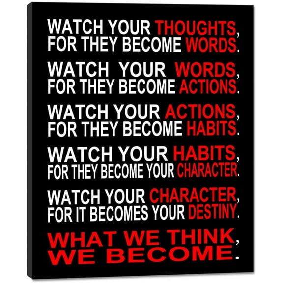 Watch Your Thoughts Motivational Classroom Poster Modern Canvas Prints Wall Art Paintings Ready to Hang for Office Living Room Home Decorations Stretched Pictures Artwork