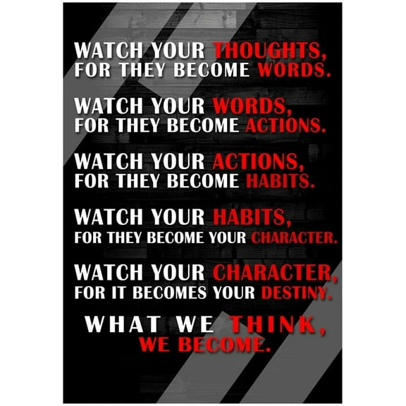 Watch Your Thoughts Poster Motivational Quote Poster Classroom Posters Quotes Decorations Growth Mindset Decor Learning Classroom Teachers Decoration Educational Teaching Supplies Class Library