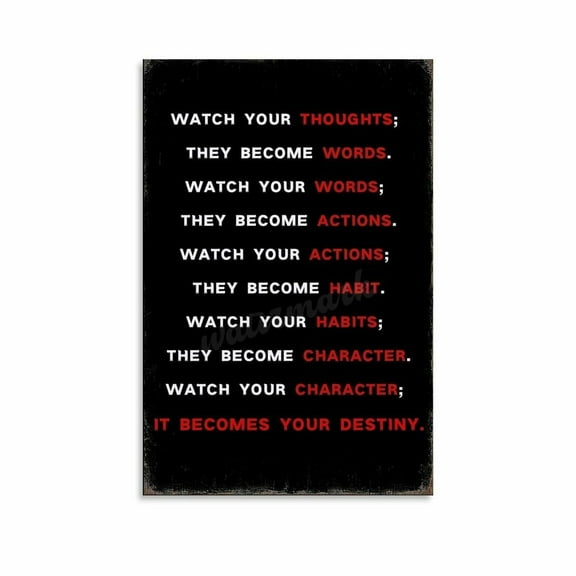 Watch Your Thoughts.they Become Words.watch Your Words; Office Motivational Poster Classroom Family Canvas Painting Wall Art Poster for Bedroom Living Room Decor