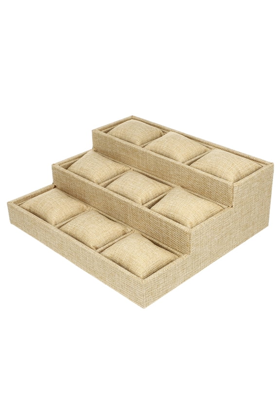 Khaki Linen Watch Box Organizer with Multi-Purpose Storage for Watches and Accessories, 1 Set