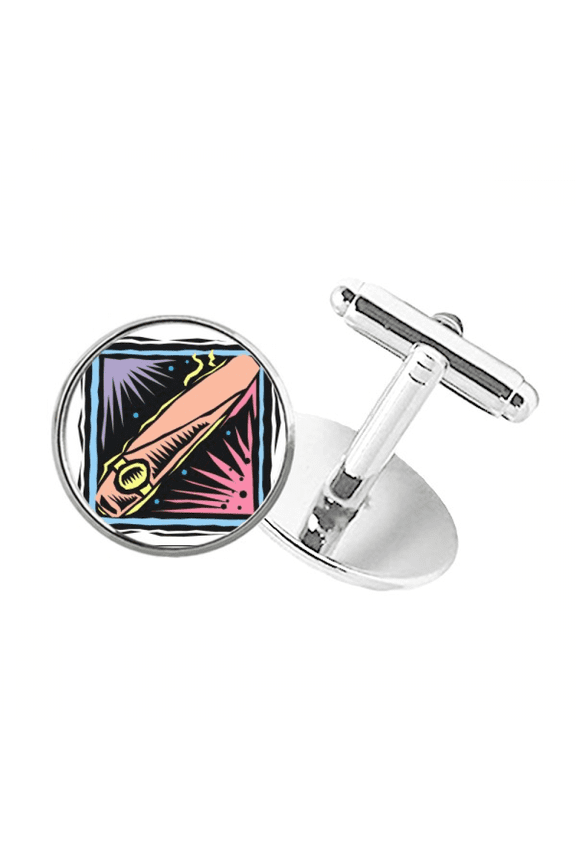 Watch Vector Mexicon Culture Element Engraving Round Button Cuff Clip Stud Cufflinks