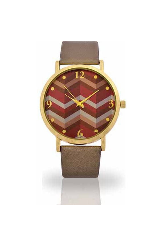 Watch Womens Analog Watch with Bronze Chevron Mirror Face - WM201511