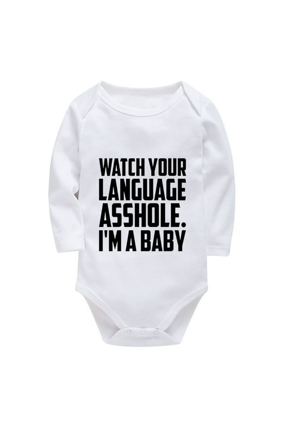 Watch Your Language I'm A Baby Baby Outfits for Girls Long Sleeve Home from The Hospital Outfit Boy White Boy Going Home Out