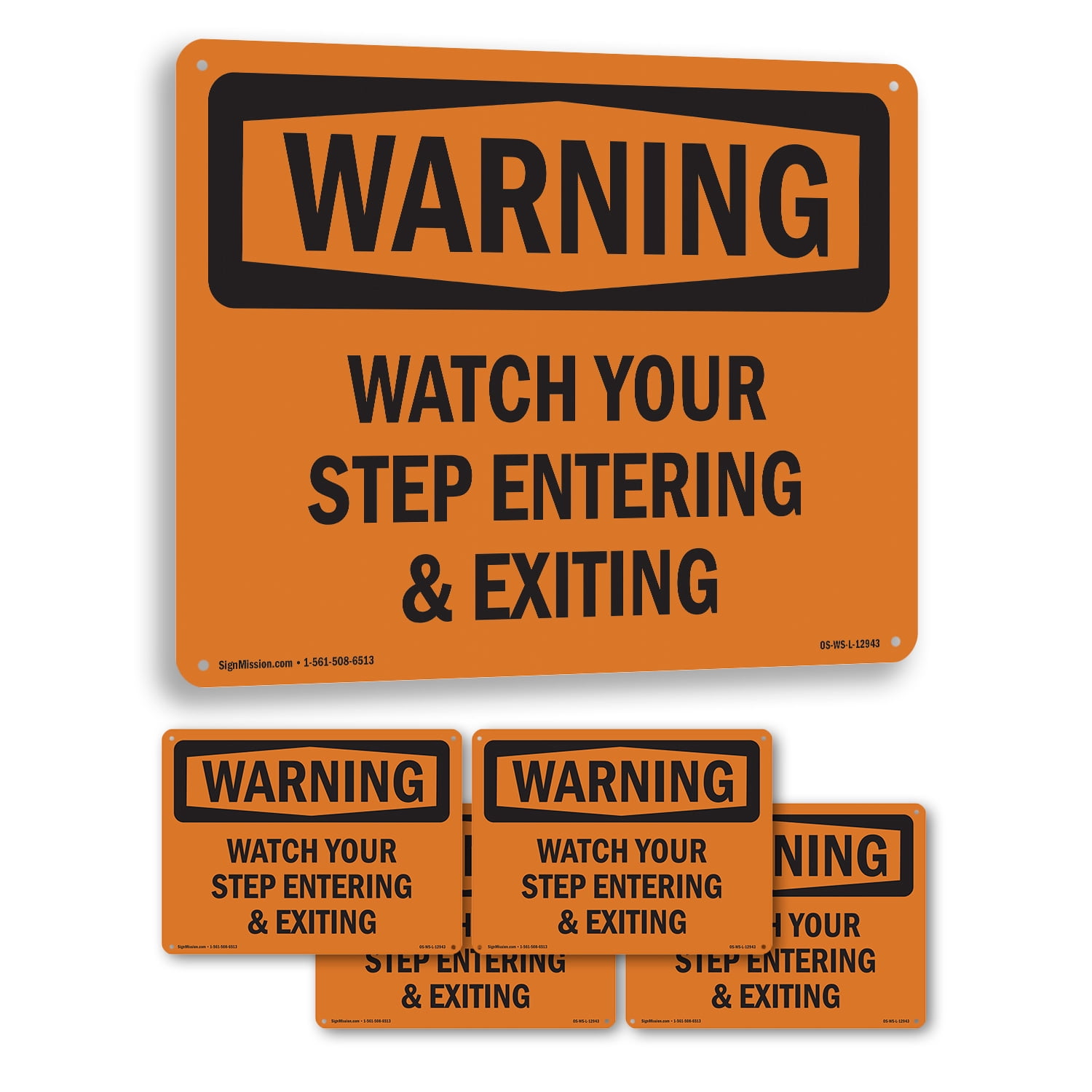 Watch Your Step Entering And Exiting OSHA WARNING Rigid Plastic Sign 10 ...
