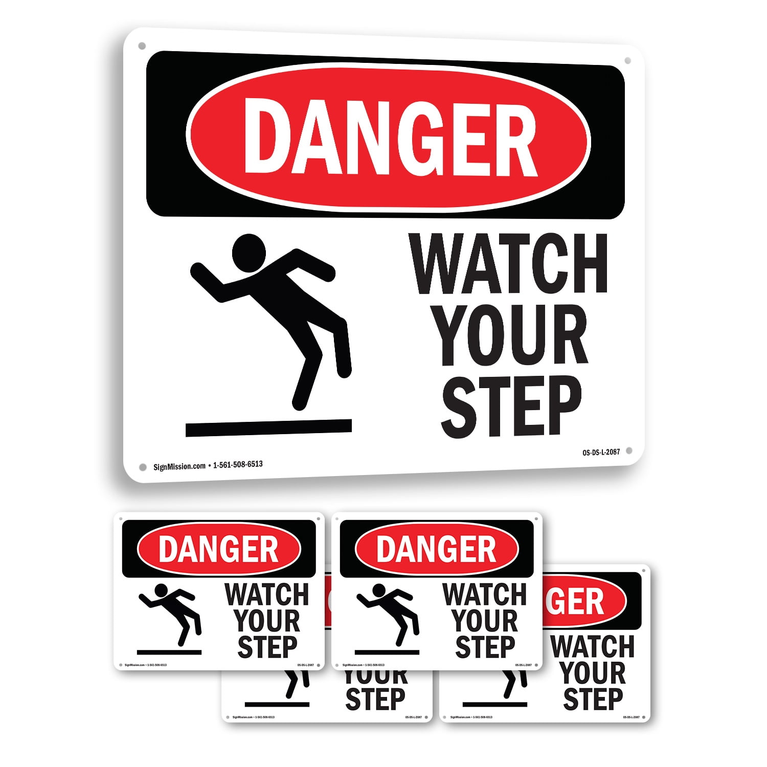 Watch Your Step OSHA Danger Rigid Plastic Sign 24 Inch x 18 Inch - 5 ...