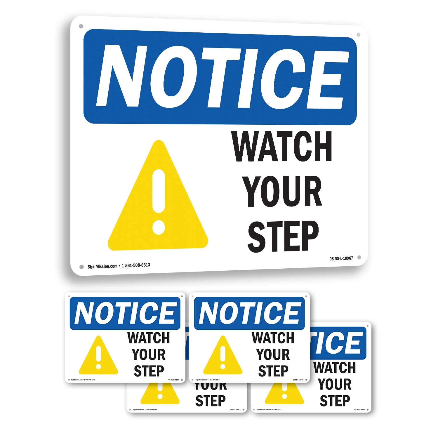 Watch Your Step OSHA Notice Rigid Plastic Sign 24 Inch x 18 Inch - 5 ...