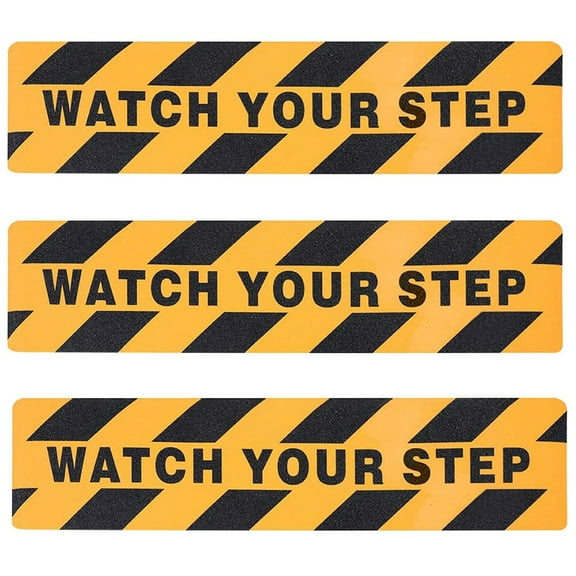 Watch Your Step Stickers,Happon 3 Pack Self Adhesive Vinyl Warning Tape Anti Slip Safety Signs Caution Wet Floor Decals for Office Workplace Home