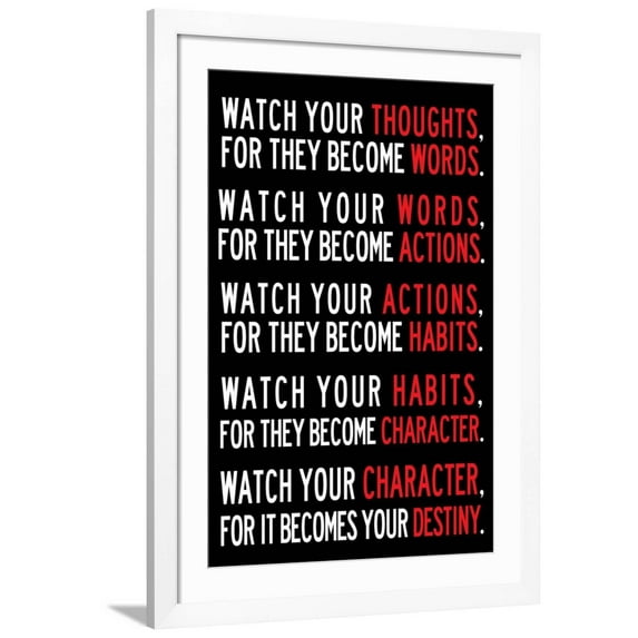 Watch Your Thoughts Motivational Poster Framed Art Print by Unknown, 24" x 36", Sold by Art.com