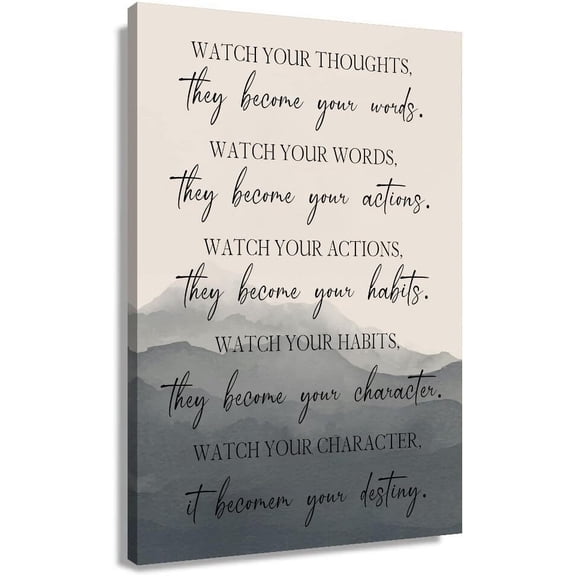 Watch Your Thoughts They Become Words Saying Poster Quote Wall Art Inspirational Wall Decor Dining Room Pictures for Bedroom Wall Decorations
