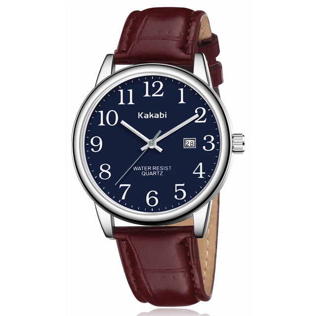 Watch for Men,Analog Quartz Waterproof Wristwatch with Date and Leather Band,Casual Fashion Mens Watches Gift for Man