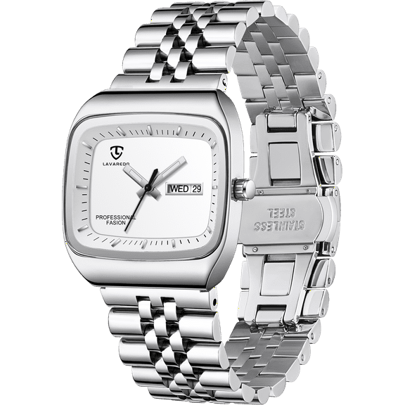 Watch for Men Luxury Casual Man Watches Waterproof Quartz Watch with Stainless Steel Strap,Rectangular Dial, Luminous Hands Birthday Gift for Men