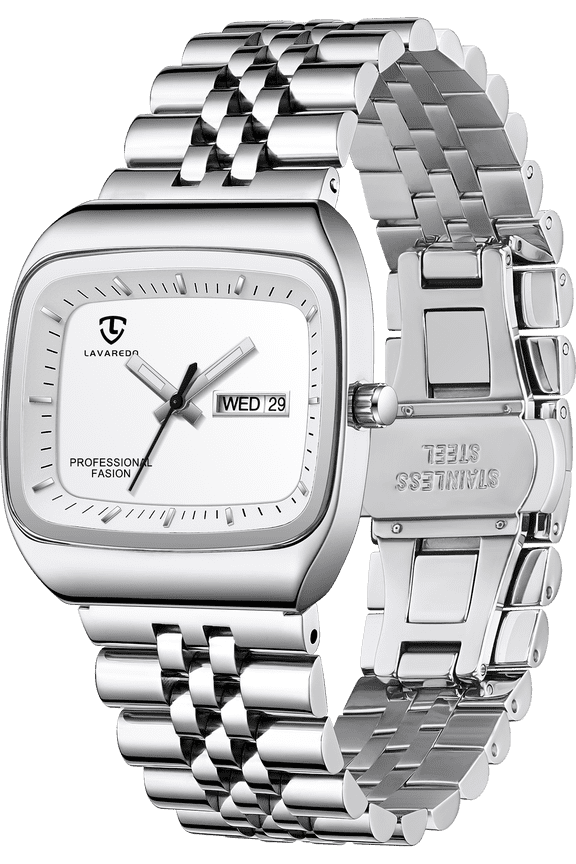 Watch for Men Luxury Casual Man Watches Waterproof Quartz Watch with Stainless Steel Strap,Rectangular Dial, Luminous Hands Birthday Gift for Men