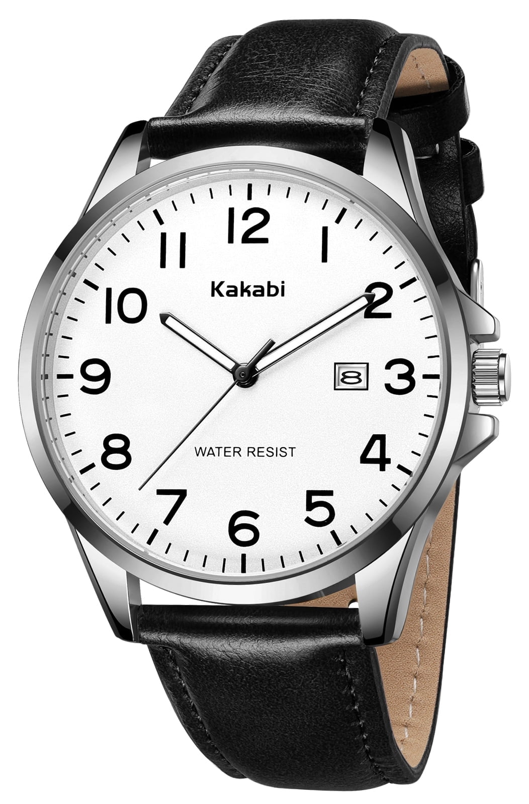 Q&Q MENS WATCH CLASSIC White DIAL LEATHER STRAP WATCH BIG NUMBERS