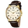 thumbnail image 1 of Watch for Men Minimalist Ultra Thin Wrist Watch Waterproof Quartz Analog Watch with Leather Strap -Gift for Men, 1 of 7