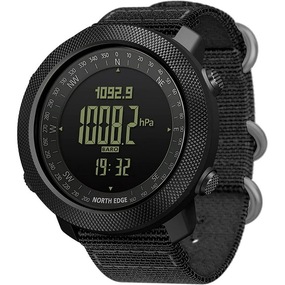 -Watch for Men - Tactical Survival Watch, Digital Wrist Watches for Sports Outdoors, Pedometer, , Calories,  Nylon Band
