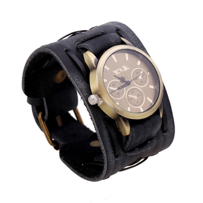Mens wide deals leather bracelet